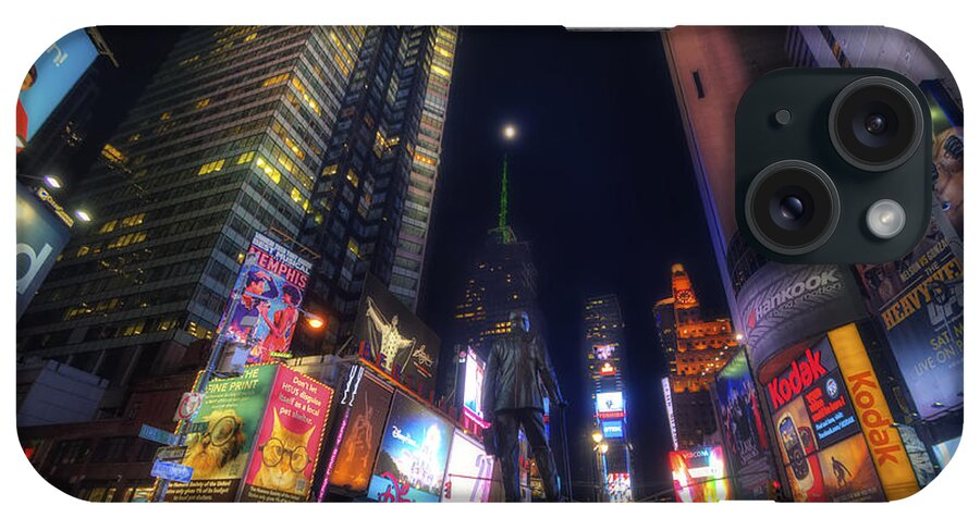 Art iPhone Case featuring the photograph Times Square Moonlight by Yhun Suarez