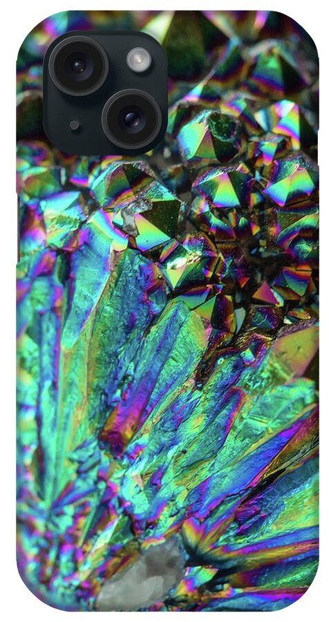 Jennifer Rondinelli Reilly iPhone Case featuring the photograph Titanium Rainbow Quartz Cluster Close Up #3 by Jennifer Rondinelli Reilly - Fine Art Photography