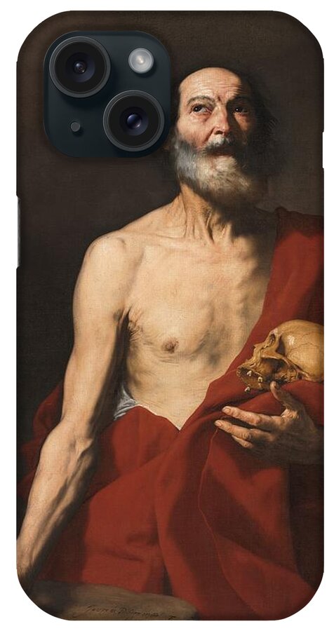 Jusepe De Ribera iPhone Case featuring the painting Title Saint Jerome by MotionAge Designs