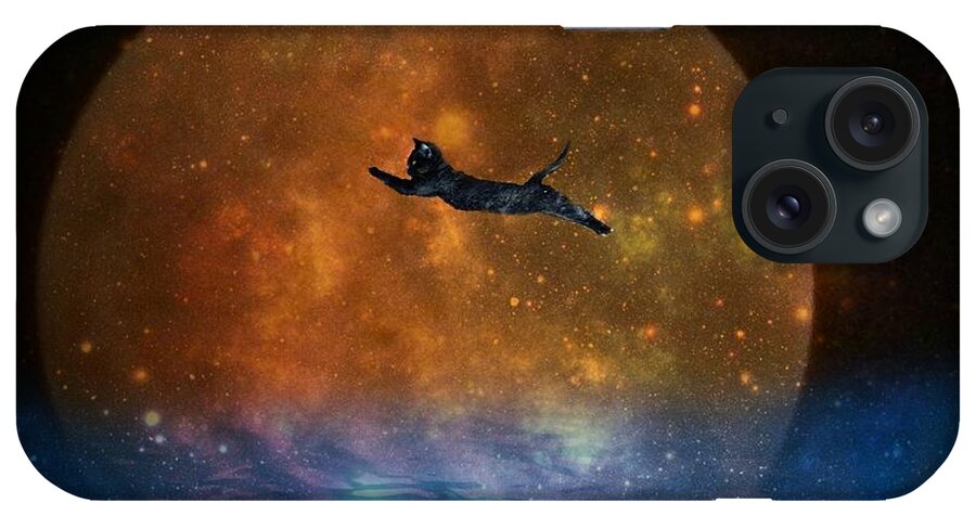 Moon iPhone Case featuring the photograph To the Moon and Back Cat by Kathy Barney
