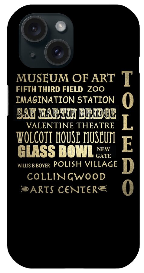 Toledo iPhone Case featuring the digital art Toledo Ohio Famous Landmarks by Patricia Lintner