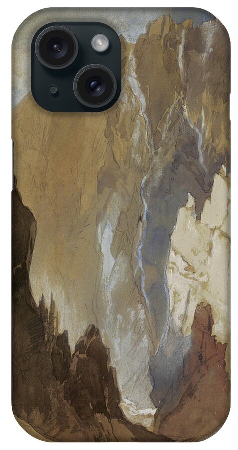 Thomas Moran iPhone Case featuring the drawing Toltec Gorge and Eva Cliff from the West, Colorado, 1892 by Thomas Moran