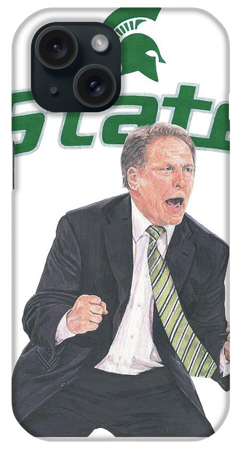 Michigan State Spartans iPhone Case featuring the drawing Tom Izzo by Chris Brown