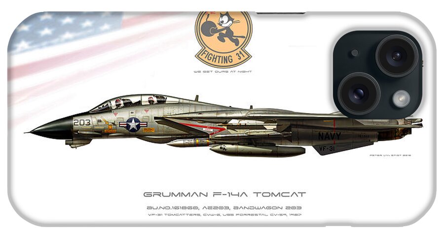 War iPhone Case featuring the digital art Tomcat Tomcatters Profile by Peter Van Stigt