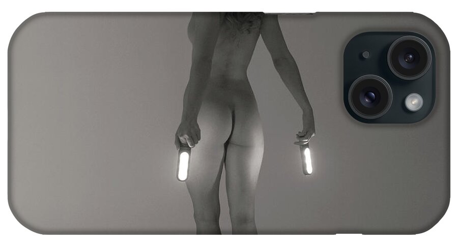 Woman iPhone Case featuring the photograph Torch lit behind by Clayton Bastiani