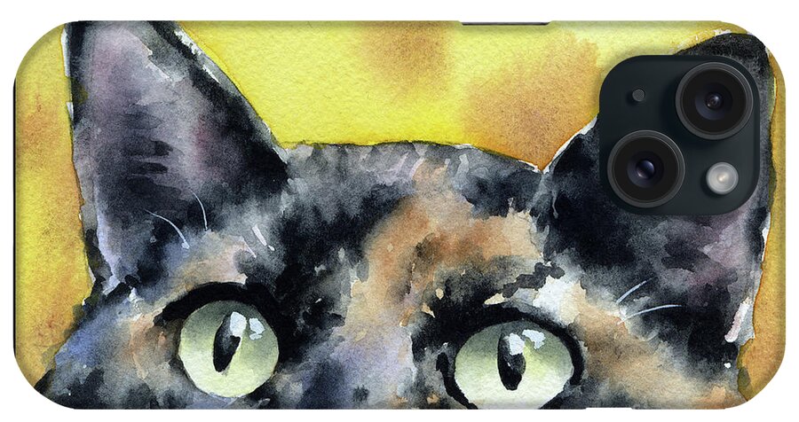 Tortoiseshell iPhone Case featuring the painting Tortoiseshell Cat by David Rogers