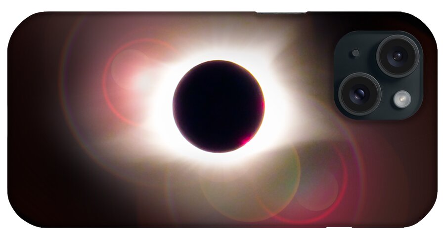 Total iPhone Case featuring the photograph Total Eclipse of the Sun T Shirt Art with Solar Flares by Debra and Dave Vanderlaan