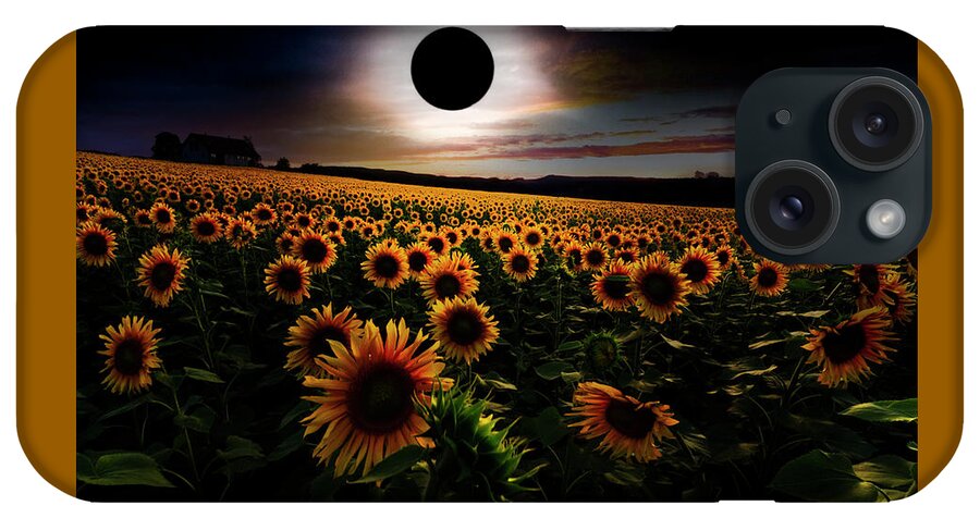 Appalachia iPhone Case featuring the photograph Total Eclipse over the Sunflower Field by Debra and Dave Vanderlaan