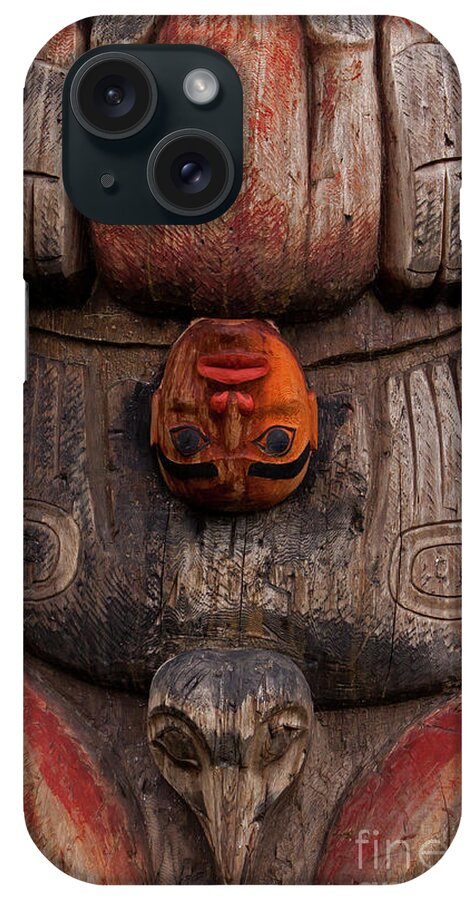 Totem Pole Design iPhone Case featuring the photograph Totem Pole-Signed-#4886 by J L Woody Wooden