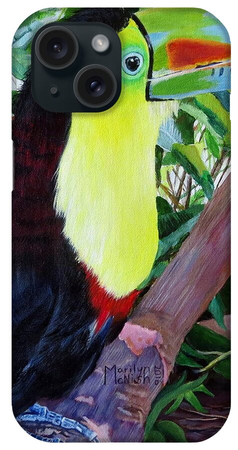 Keel-billed Toucan iPhone Case featuring the painting Toucan Portrait 2 by Marilyn McNish