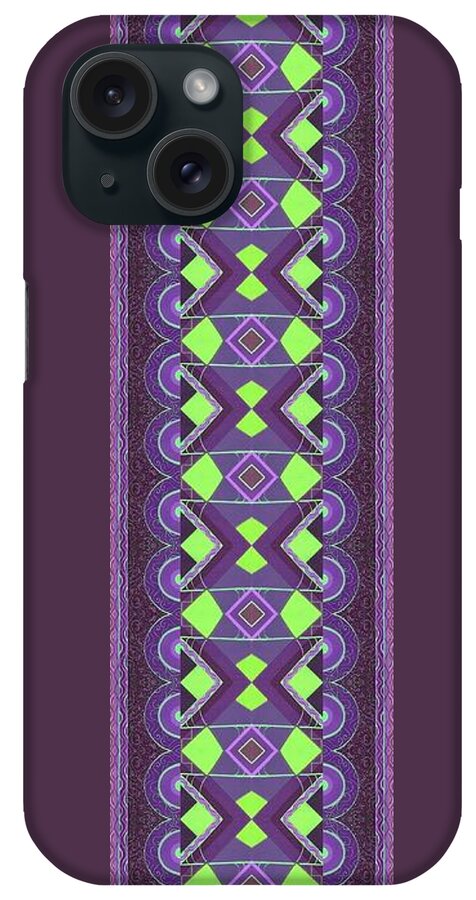 Hope iPhone Case featuring the mixed media Touch of Color - Green and Purple Variation by Helena Tiainen