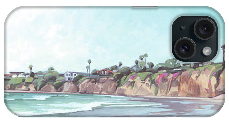 Tourmaline Surf Park iPhone Case featuring the painting Tourmaline Surfing Park Pacific Beach San Diego by Paul Strahm
