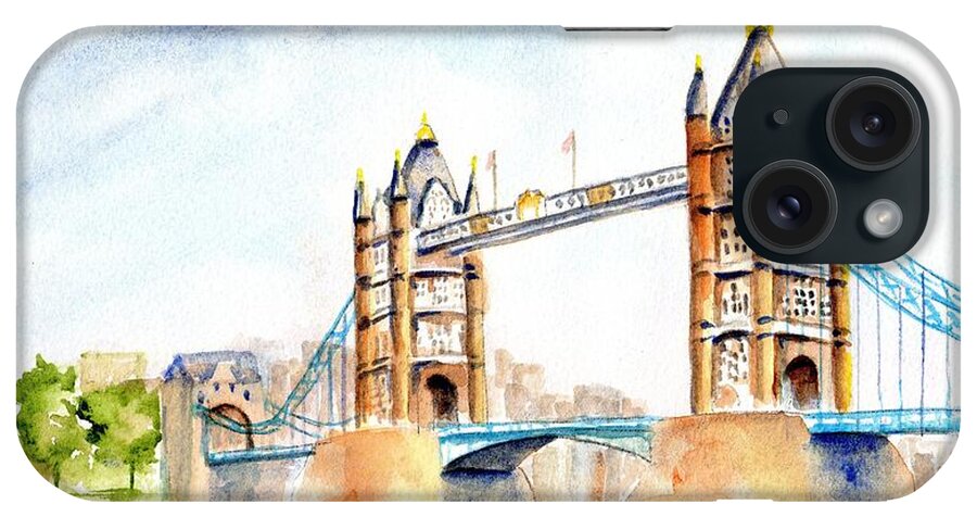 Bridge iPhone Case featuring the painting Tower Bridge London by Carlin Blahnik CarlinArtWatercolor