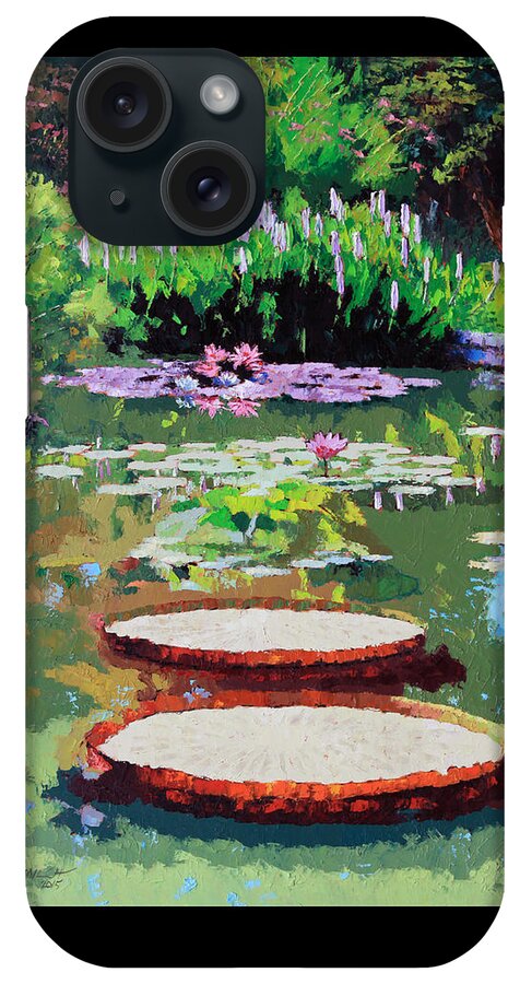 Garden Pond iPhone Case featuring the painting Tower Grove Park by John Lautermilch