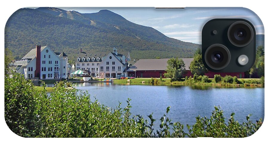 Waterville Valley iPhone Case featuring the photograph Town Square by the Pond at Waterville Valley by Nancy Griswold