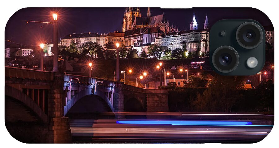 Jenny Rainbow Fine Art Photography iPhone Case featuring the photograph Tracing Lines. Night Prague by Jenny Rainbow