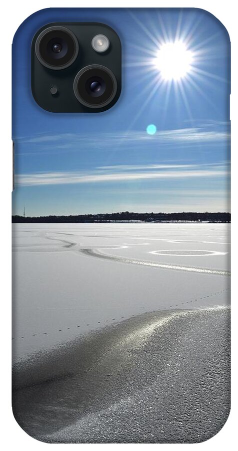 Abstract iPhone Case featuring the digital art Tracks On The Bright Snow by Lyle Crump