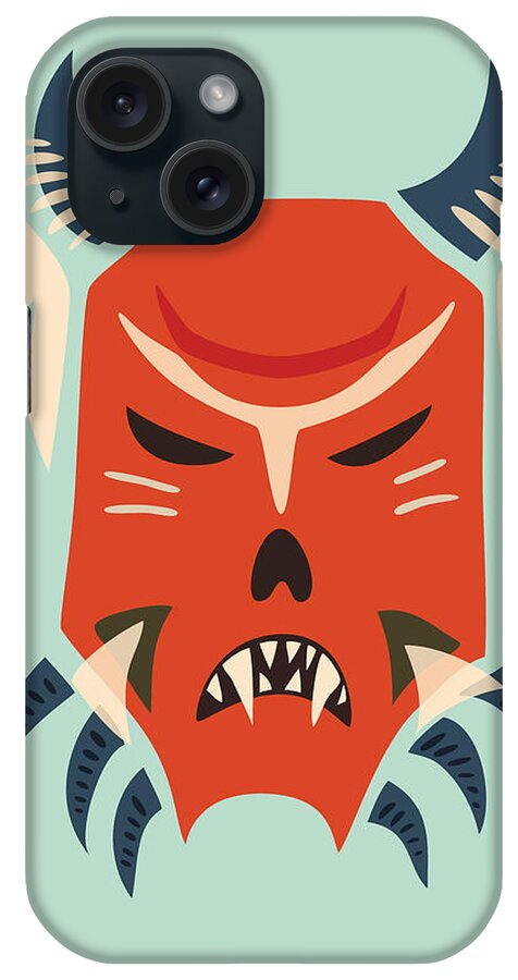 Vector iPhone Case featuring the digital art Traditional Bulgarian Evil Monster Kuker Mask by Boriana Giormova