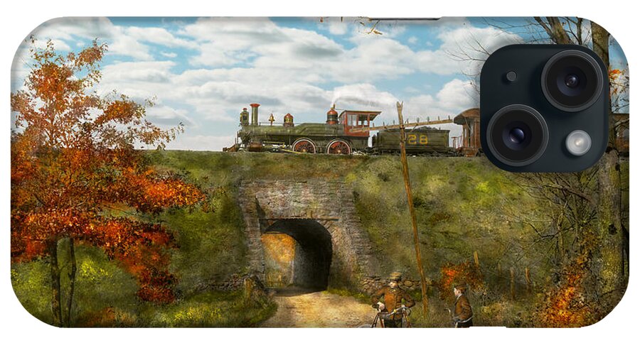 Locomotive iPhone Case featuring the photograph Train - Arlington NJ - Enjoying the Autumn Day - 1890 by Mike Savad