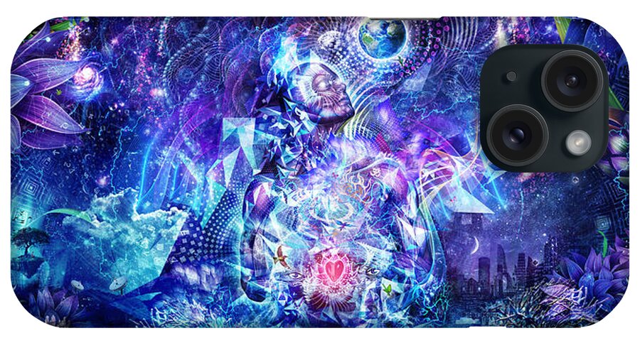 Blue iPhone Case featuring the digital art Transcension by Cameron Gray