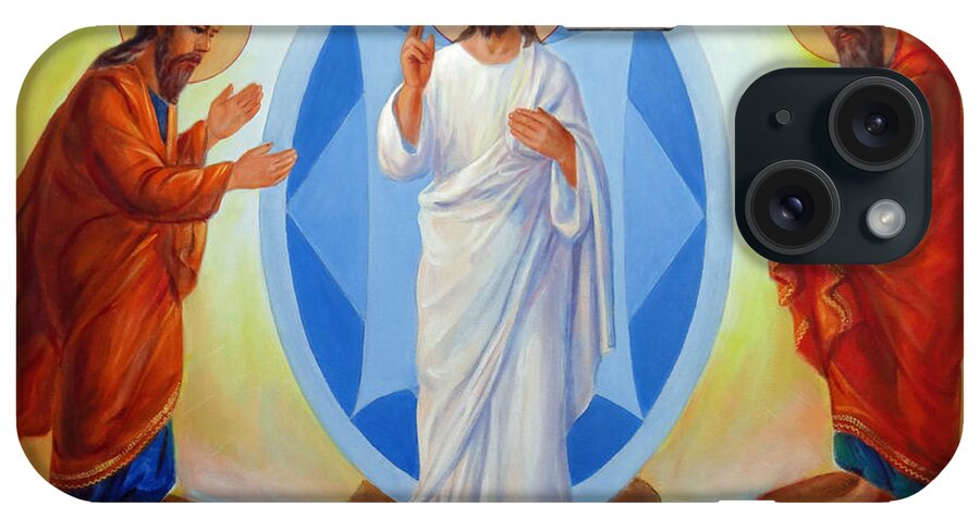 Jesus iPhone Case featuring the painting Transfiguration of Jesus by Svitozar Nenyuk