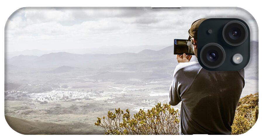 Technology iPhone Case featuring the photograph Travel and technology man by Jorgo Photography