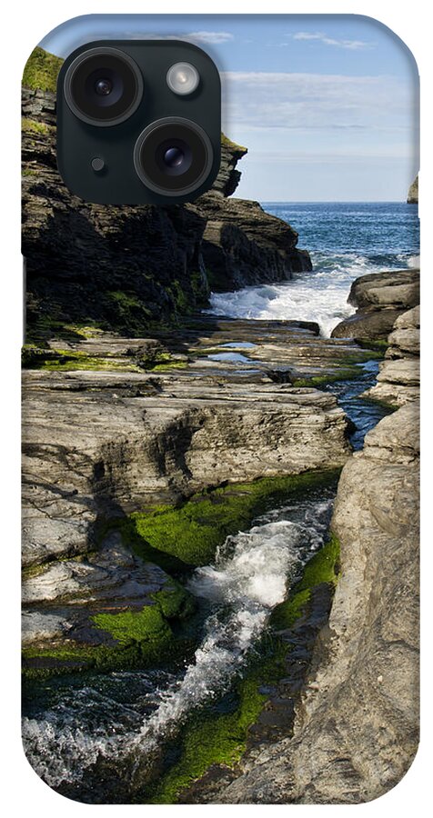 Trebarwith iPhone Case featuring the photograph Trebarwith Strand in North Cornwall by Pete Hemington