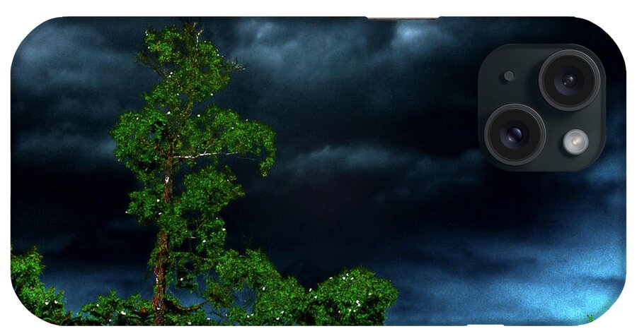 Storm Clouds iPhone Case featuring the photograph Trees and Storm Clouds in HDR by Gina O'Brien