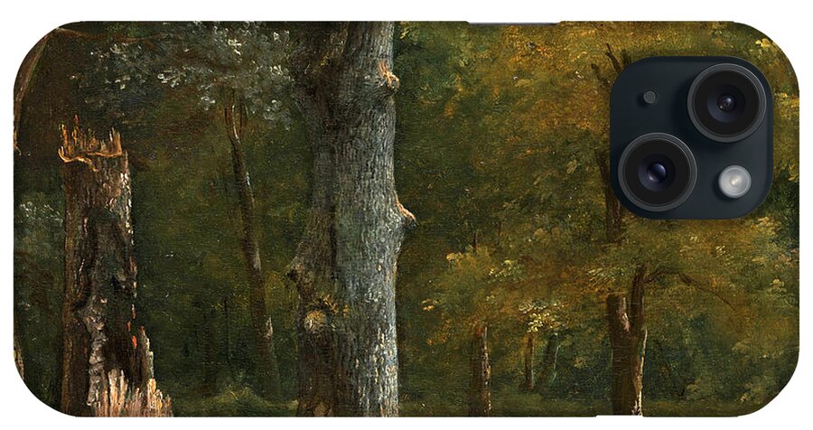 Achille Etna Michallon iPhone Case featuring the painting Trees in the Bois de Boulogne. Paris by Achille Etna Michallon