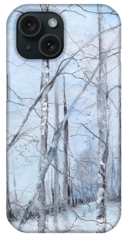 Trees iPhone Case featuring the painting Trees in Winter Snow by Robin Miller-Bookhout