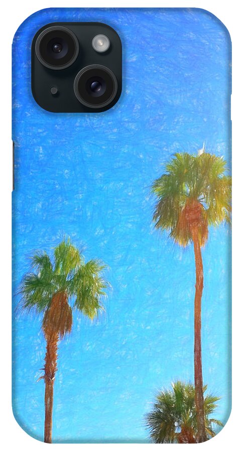 Palm Tree iPhone Case featuring the digital art Tres Palmas by Tonya Doughty