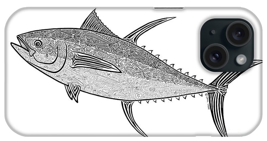 Tuna iPhone Case featuring the drawing Tribal Ahi by Carol Lynne