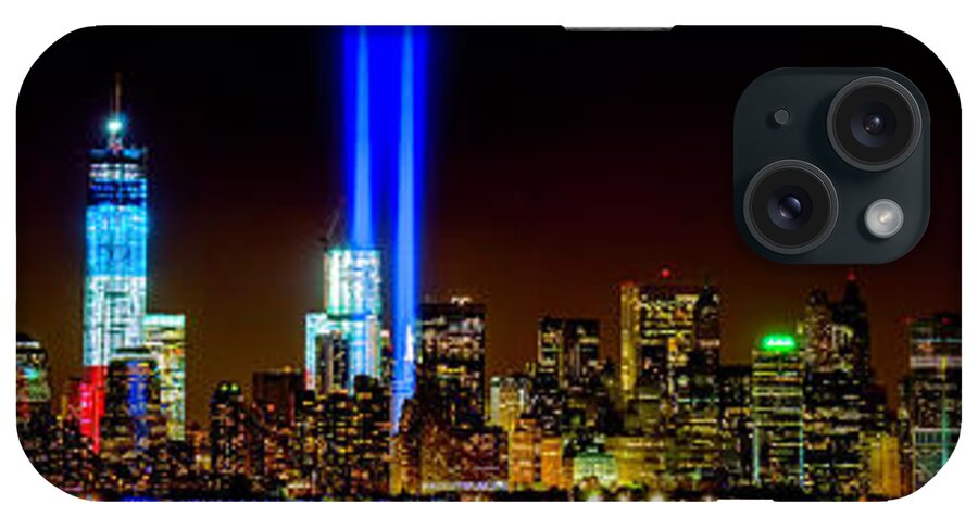 9-11 iPhone Case featuring the photograph Tribute in Light from Bayonne by Nick Zelinsky Jr