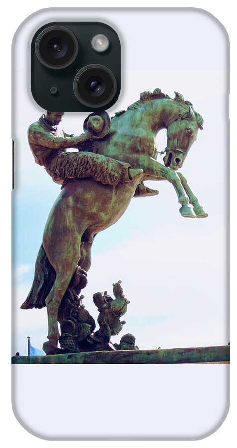 Western iPhone Case featuring the photograph Tribute to Range Riders Oklahoma Capitol by Toni Hopper