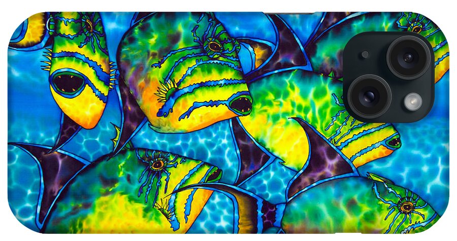 Diving iPhone Case featuring the painting Trigger Fish - Caribbean Sea by Daniel Jean-Baptiste