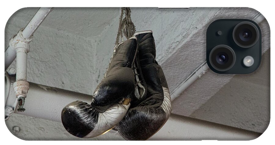 Nyc iPhone Case featuring the photograph Trinity Boxing Gloves High Up NY by Chuck Kuhn