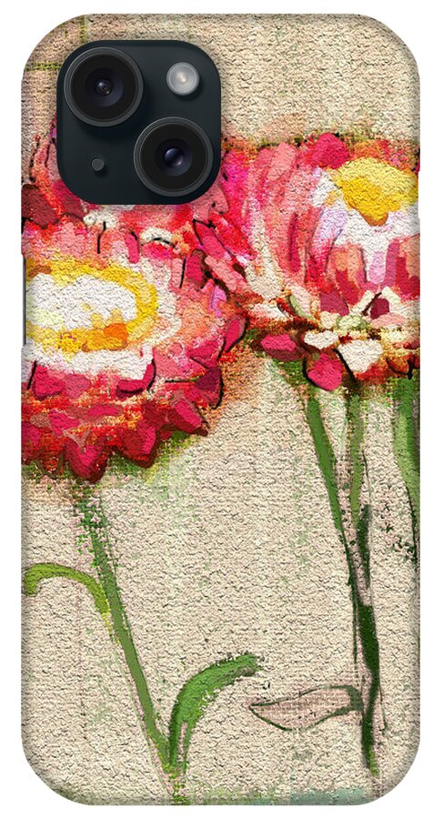 Flower iPhone Case featuring the painting Trio by Carrie Joy Byrnes