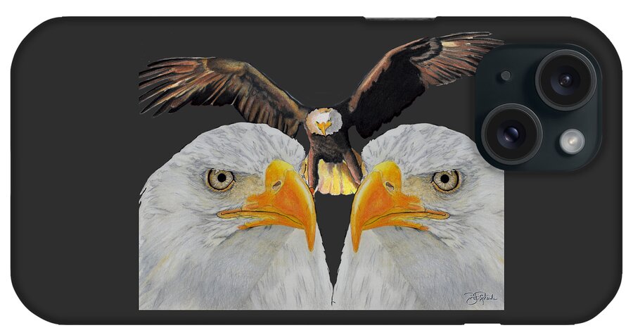 Eagle iPhone Case featuring the drawing Triple Eagle by Bill Richards