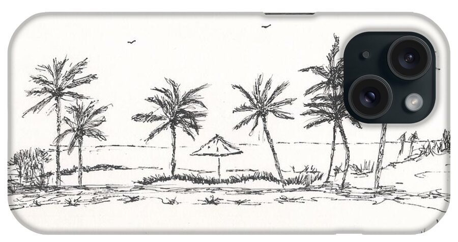 Drawing iPhone Case featuring the painting Tropical Beach II by Myrtle Joy