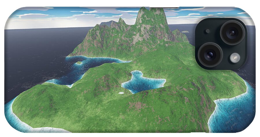 Aerial iPhone Case featuring the digital art Tropical island by Gaspar Avila