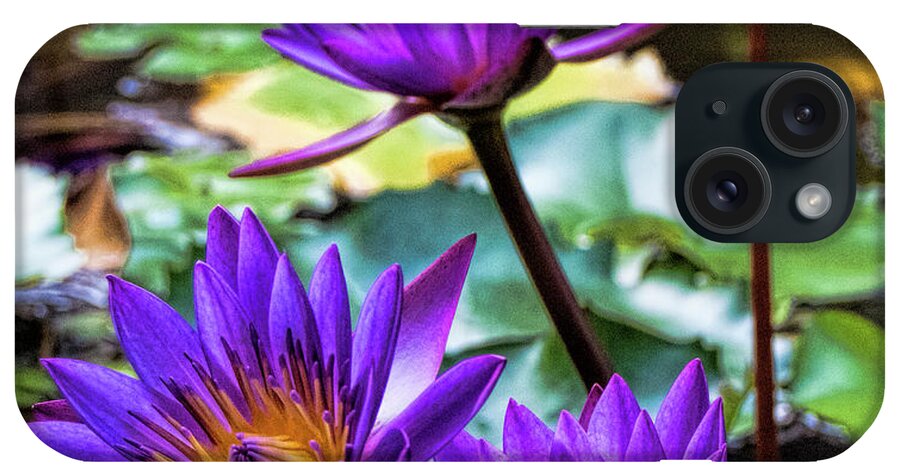 Water Lily iPhone Case featuring the photograph Tropical Water Lilies by Karen Lewis