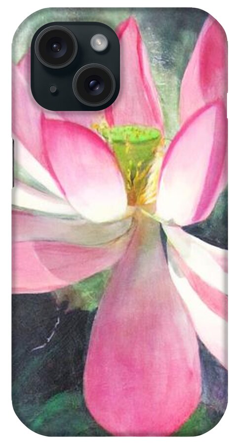 Pink iPhone Case featuring the painting Tropical Water Lily Painting by Chris Hobel