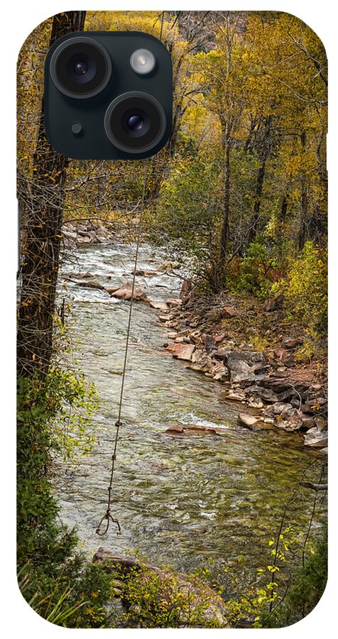 Swing iPhone Case featuring the photograph Trout Fishing Stream Crossing Swing by James BO Insogna
