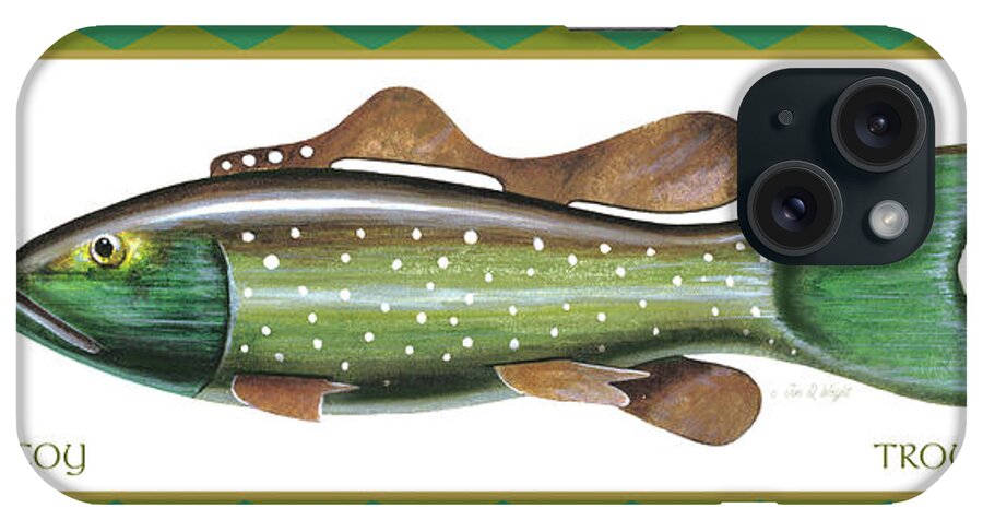 Jq Licensing iPhone Case featuring the painting Trout Ice Fishing Decoy by Jon Q Wright