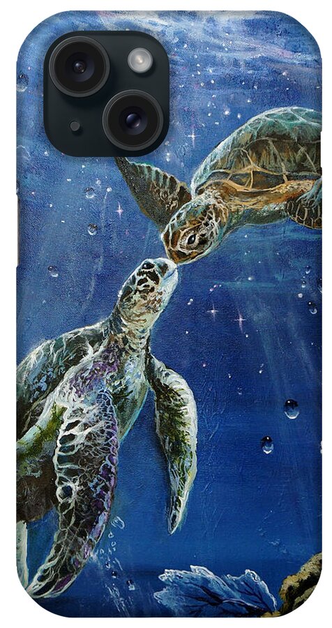 Honu iPhone Case featuring the painting True Love's Kiss by Marco Aguilar