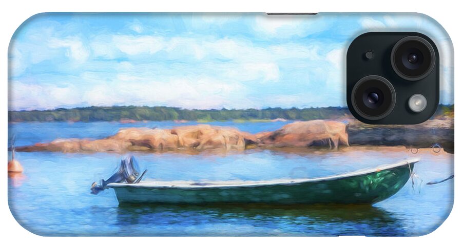 Boats iPhone Case featuring the photograph Tucked in the Harbor Watercolor Painting by Debra and Dave Vanderlaan