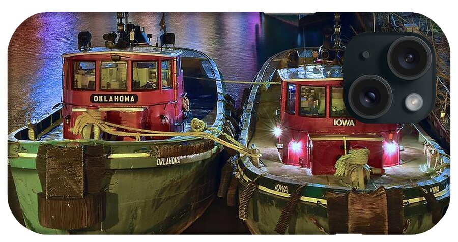 Tug iPhone Case featuring the photograph Tug Boats at Night by Frozen in Time Fine Art Photography