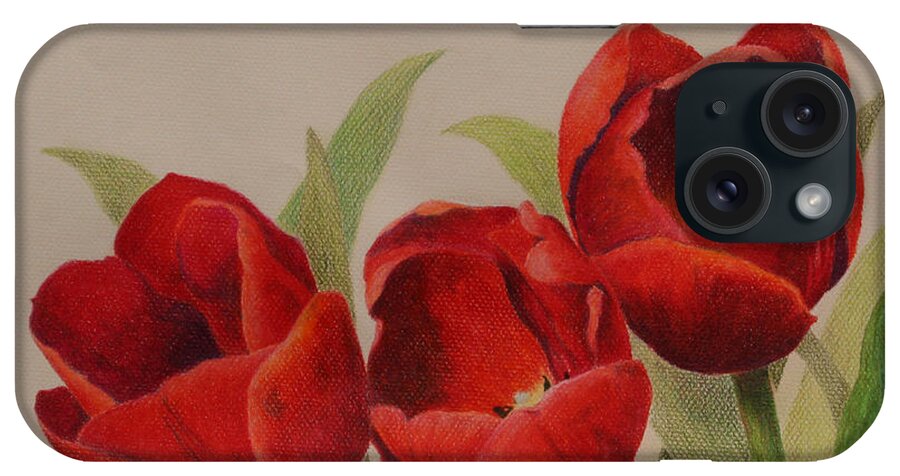 Tulips iPhone Case featuring the drawing Tulip Trio by Phyllis Howard