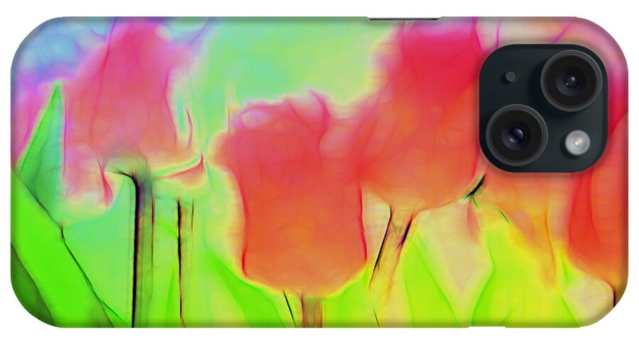 Tulips iPhone Case featuring the digital art Tulips in Abstract 2 by Cathy Anderson
