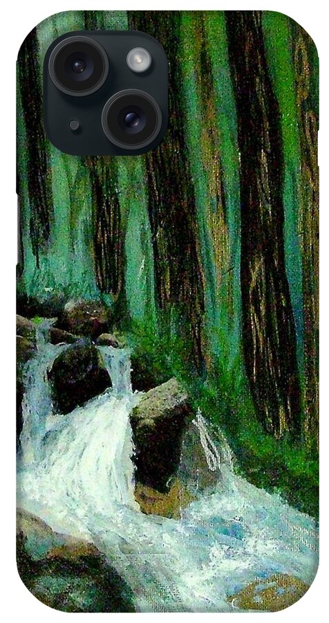 Flowing Water iPhone Case featuring the mixed media Tumbling Water by Celeste Lawrence